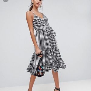 ASOS halter neck checkered plaid midi dress